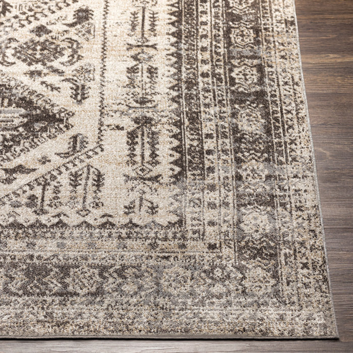 Mistana™ Dickison Machine Washable Oriental Dark Brown/Gray Area Rug